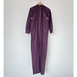 Vintage 80's Plum Zip Up Jumpsuit / Scharfex / Sz 34 / READ / Flight Suit